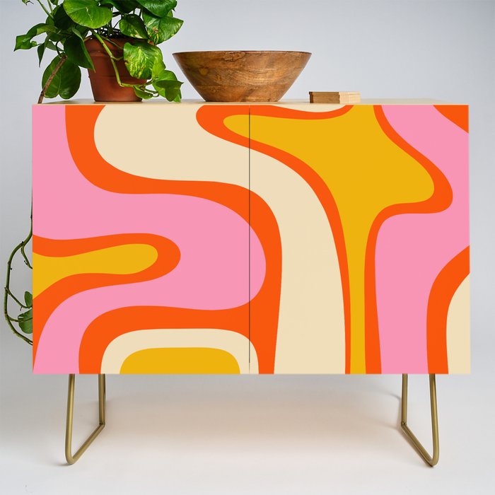Retro Abstract Copacetic Pattern Pink Orange Yellow Credenza Gallery Image 1
