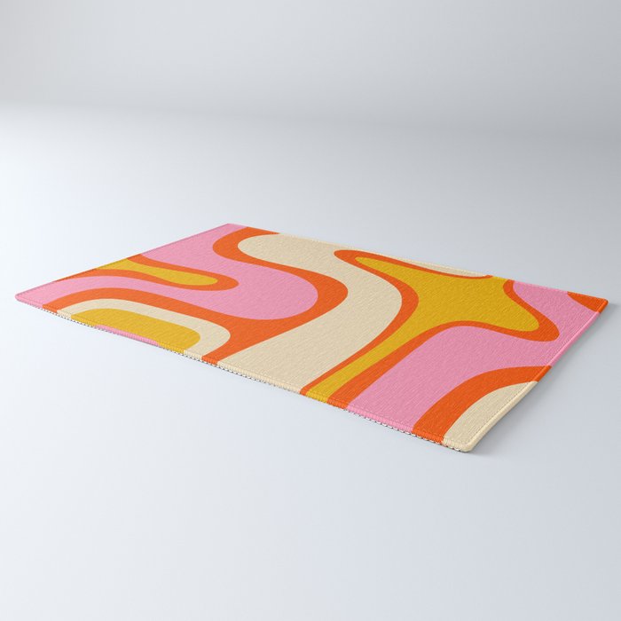 Retro Abstract Copacetic Pattern Pink Orange Yellow Rug Gallery Image 3