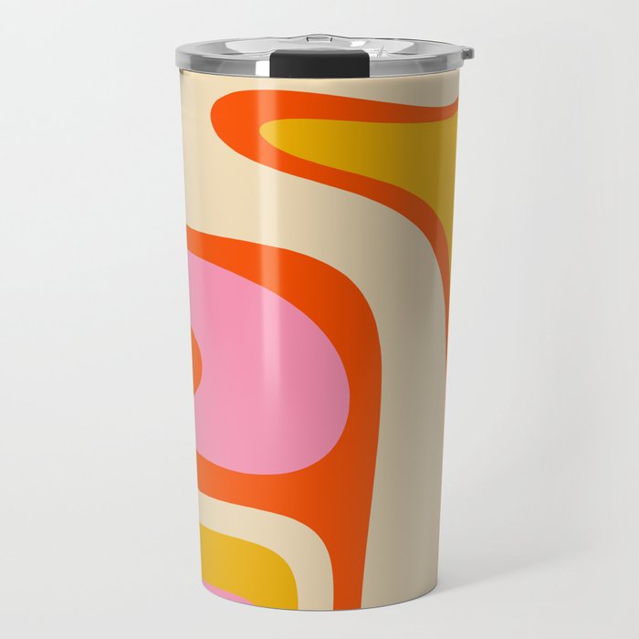 Retro Abstract Copacetic Pattern Pink Orange Yellow Travel Mug Gallery Image 1
