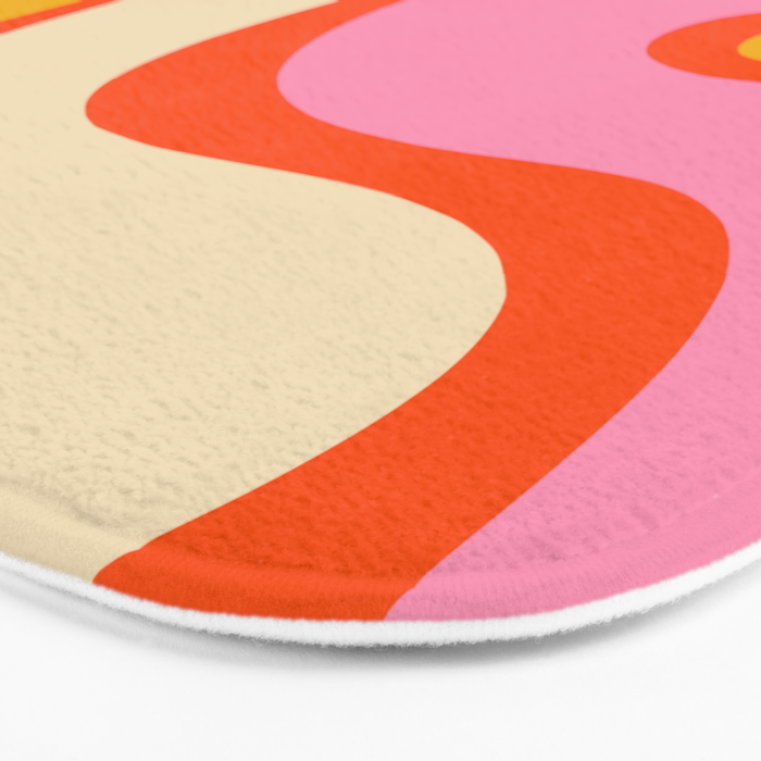 Retro Abstract Copacetic Pattern Pink Orange Yellow Bath Mat Gallery Image 3