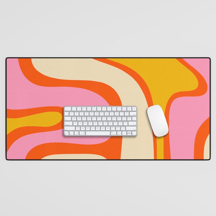 Retro Abstract Copacetic Pattern Pink Orange Yellow Desk Mat Gallery Image 1