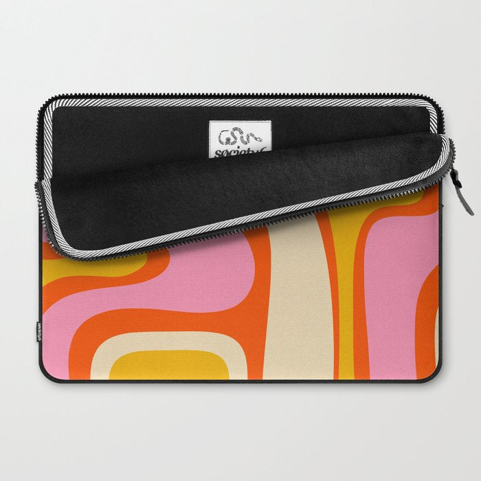 Retro Abstract Copacetic Pattern Pink Orange Yellow Laptop Sleeve Gallery Image 2