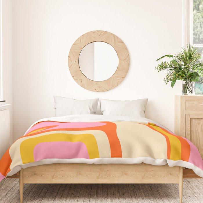 Retro Abstract Copacetic Pattern Pink Orange Yellow Duvet Cover Gallery Image 3