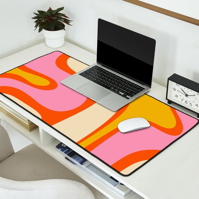Retro Abstract Copacetic Pattern Pink Orange Yellow Desk Mat Gallery Image 2