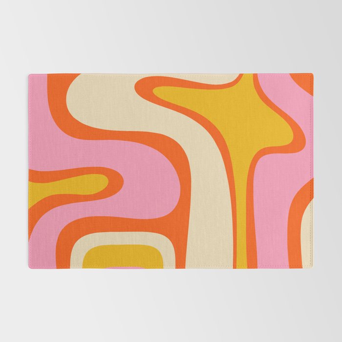 Retro Abstract Copacetic Pattern Pink Orange Yellow Rug Gallery Image 2