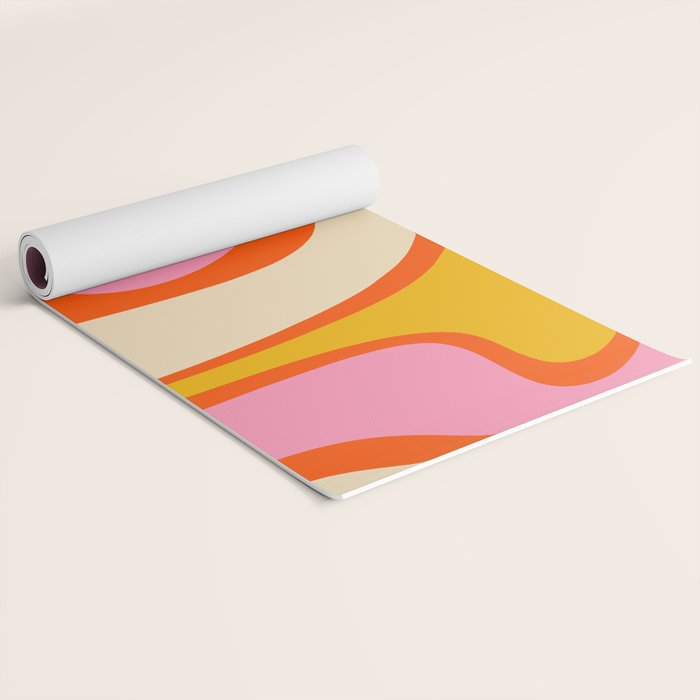 Retro Abstract Copacetic Pattern Pink Orange Yellow Yoga Mat Gallery Image 2