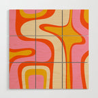 Retro Abstract Copacetic Pattern Pink Orange Yellow Wood Wall Art Gallery Image 1