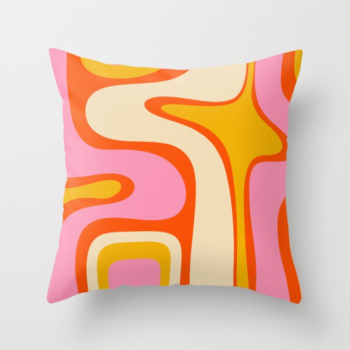 Retro Abstract Copacetic Pattern Pink Orange Yellow Throw Pillow Gallery Image 6