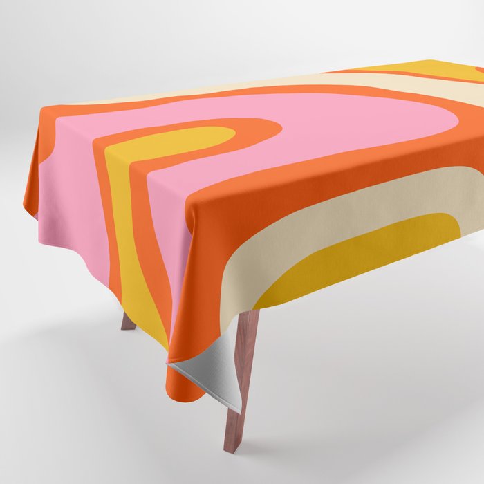 Retro Abstract Copacetic Pattern Pink Orange Yellow Tablecloth Gallery Image 1