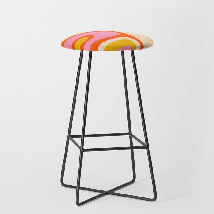 Retro Abstract Copacetic Pattern Pink Orange Yellow Stool Gallery Image 1