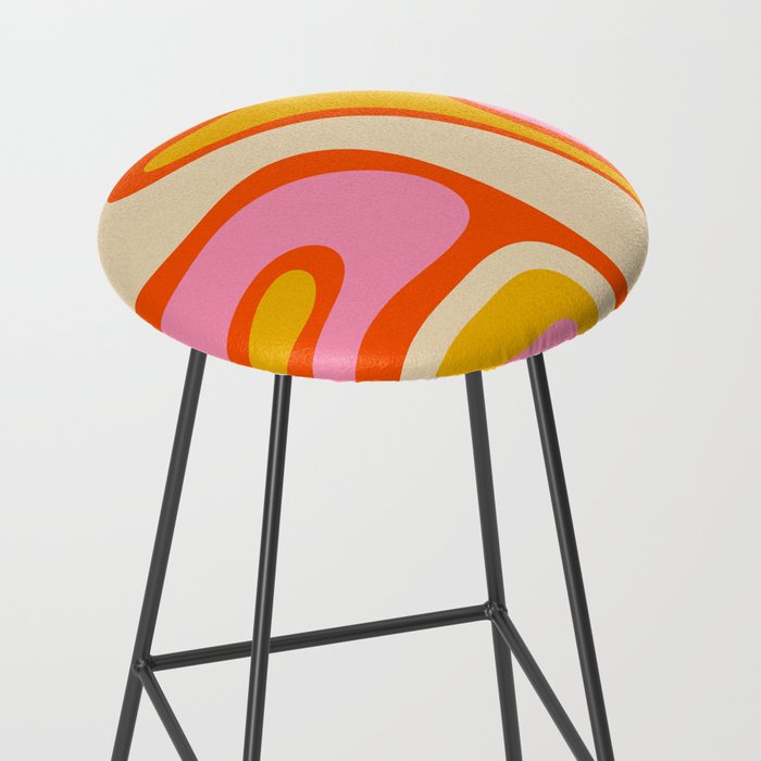 Retro Abstract Copacetic Pattern Pink Orange Yellow Stool Gallery Image 2