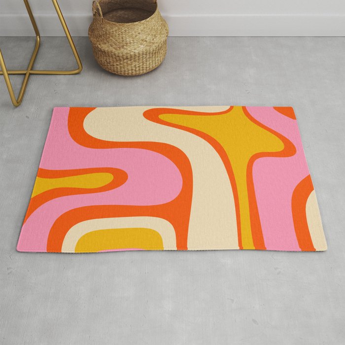 Retro Abstract Copacetic Pattern Pink Orange Yellow Rug Gallery Image 1