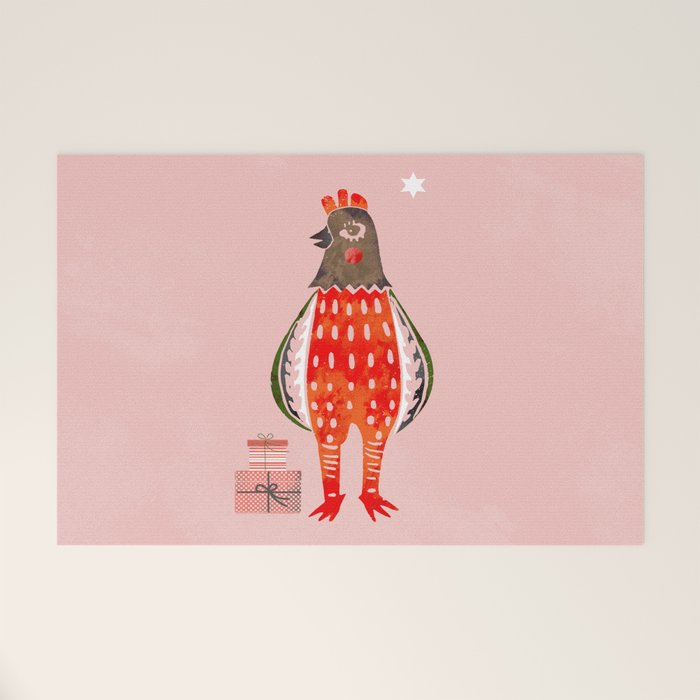 Christmas Chicken - illustration Welcome Mat Gallery Image 1