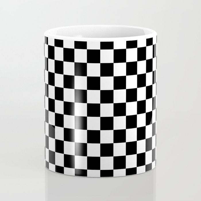 Classic Black and White Race Check Checkered Geometric Win Coffee Mug Gallery Image 4
