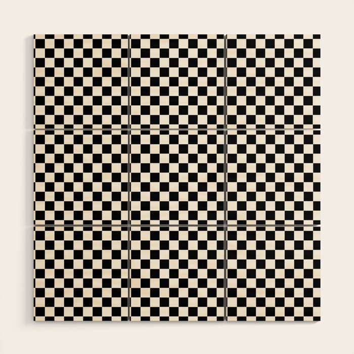 Classic Black and White Race Check Checkered Geometric Win Wood Wall Art Gallery Image 1