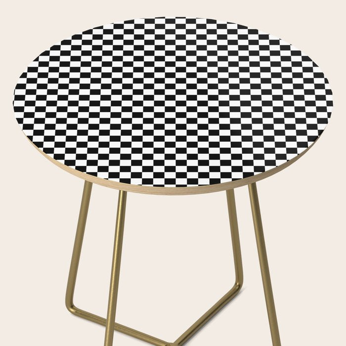 Classic Black and White Race Check Checkered Geometric Win Side Table Gallery Image 2