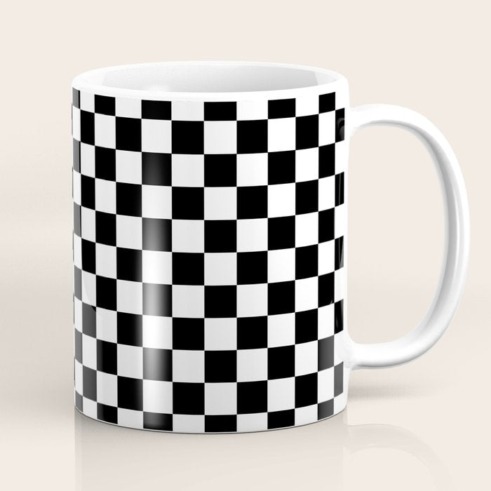 Classic Black and White Race Check Checkered Geometric Win Coffee Mug Gallery Image 1
