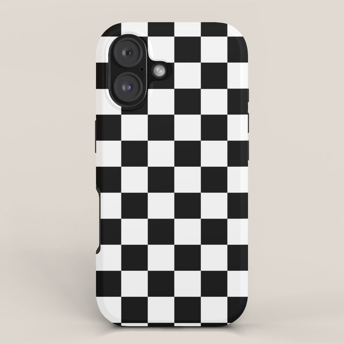 Classic Black and White Race Check Checkered Geometric Win iPhone Case Gallery Image 1