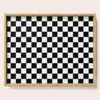 Classic Black and White Race Check Checkered Geometric Win Serving Tray Gallery Image 1