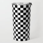 Classic Black and White Race Check Checkered Geometric Win Travel Mug Gallery Image 2
