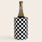 Classic Black and White Race Check Checkered Geometric Win Wine Chiller Gallery Image 3