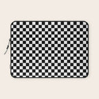Classic Black and White Race Check Checkered Geometric Win Laptop Sleeve Gallery Image 1