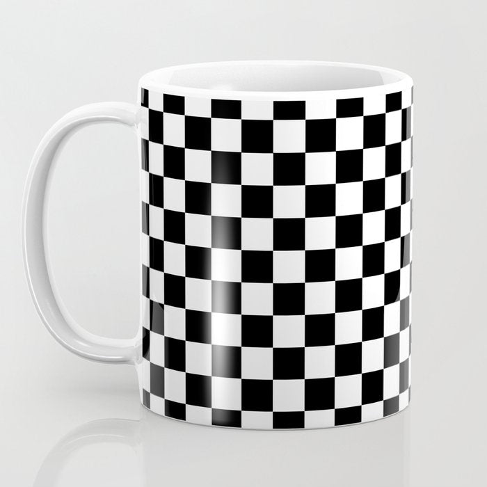 Classic Black and White Race Check Checkered Geometric Win Coffee Mug Gallery Image 3
