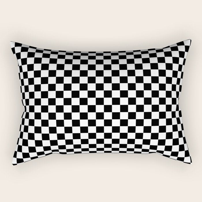 Classic Black and White Race Check Checkered Geometric Win Rectangular Pillow Gallery Image 2