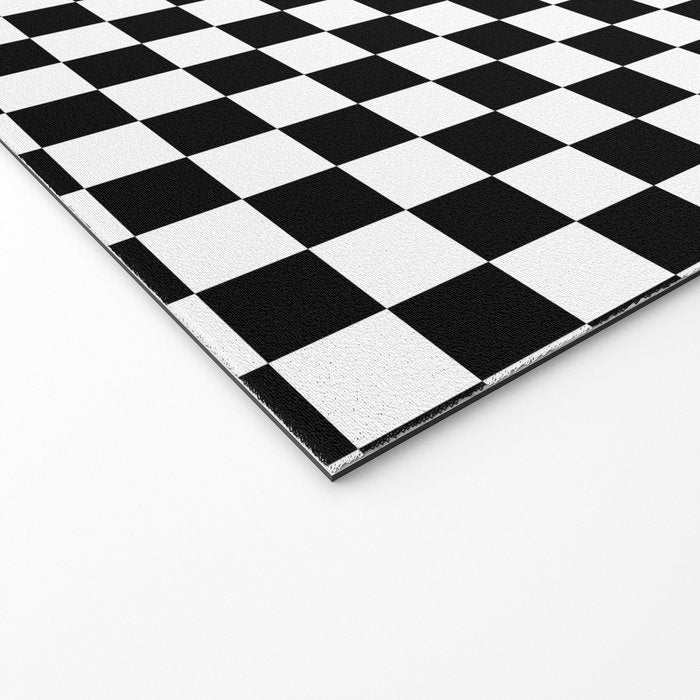 Classic Black and White Race Check Checkered Geometric Win Welcome Mat Gallery Image 2