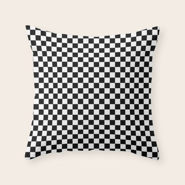 Classic Black and White Race Check Checkered Geometric Win Throw Pillow Gallery Image 6