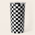 Classic Black and White Race Check Checkered Geometric Win Travel Mug Gallery Image 1