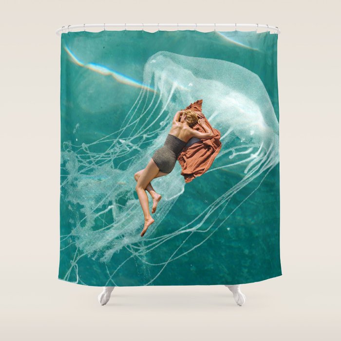 Wherever the current takes me (the jellyfish) Shower Curtain Gallery Image 1