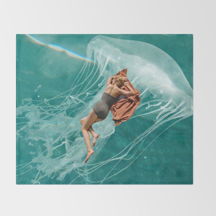 Wherever the current takes me (the jellyfish) Throw Blanket Gallery Image 2