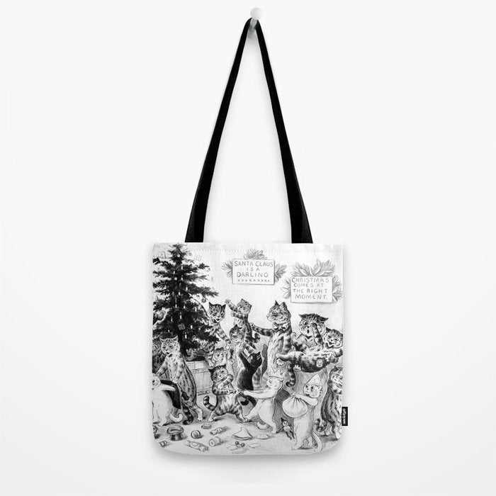 'Cats Decorating The Christmas Tree' Vintage Cat Art by Louis Wain Tote Bag Gallery Image 2
