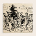 'Cats Decorating The Christmas Tree' Vintage Cat Art by Louis Wain Wood Wall Art Gallery Image 1