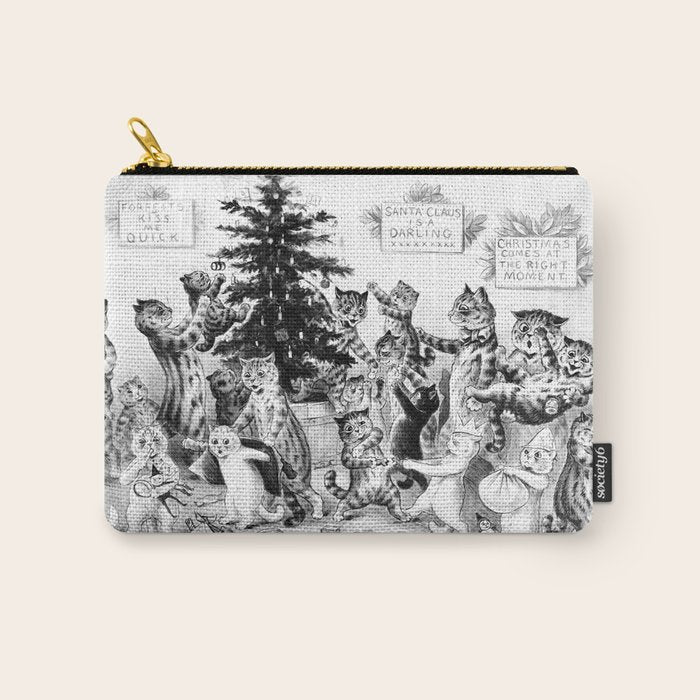 'Cats Decorating The Christmas Tree' Vintage Cat Art by Louis Wain Carry All Pouch Gallery Image 1