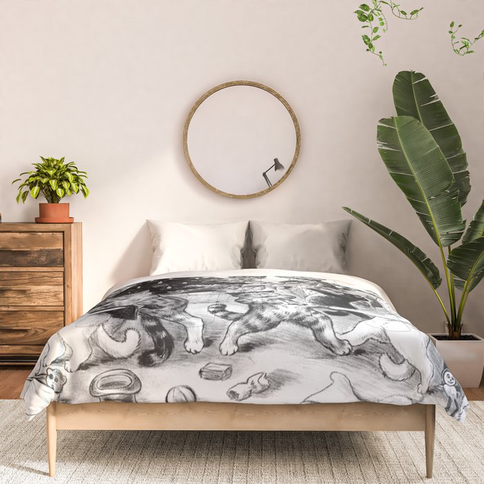 'Cats Decorating The Christmas Tree' Vintage Cat Art by Louis Wain Comforter Gallery Image 3