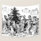 'Cats Decorating The Christmas Tree' Vintage Cat Art by Louis Wain Wall Tapestry Gallery Image 4