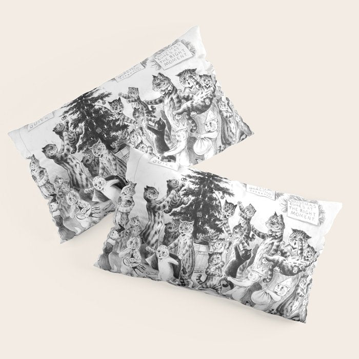 'Cats Decorating The Christmas Tree' Vintage Cat Art by Louis Wain Pillow Sham Gallery Image 2
