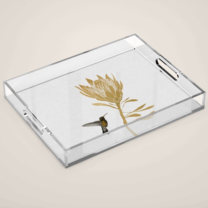 Hummingbird & Flower I Acrylic Tray Gallery Image 1