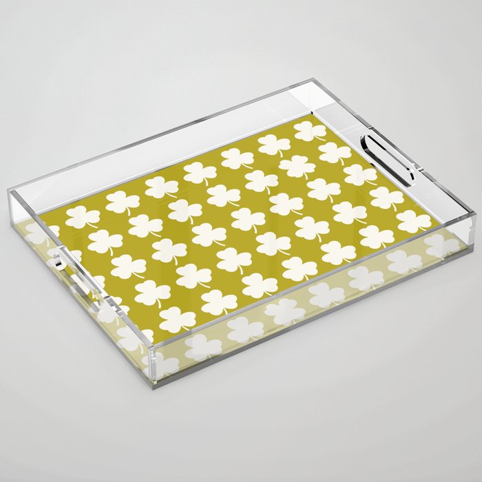 Clovers XX Chartreuse Botanical Pattern Acrylic Tray Gallery Image 1