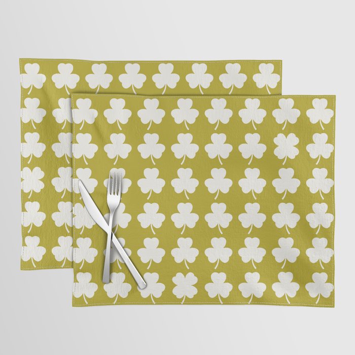Clovers XX Chartreuse Botanical Pattern Placemat Gallery Image 1