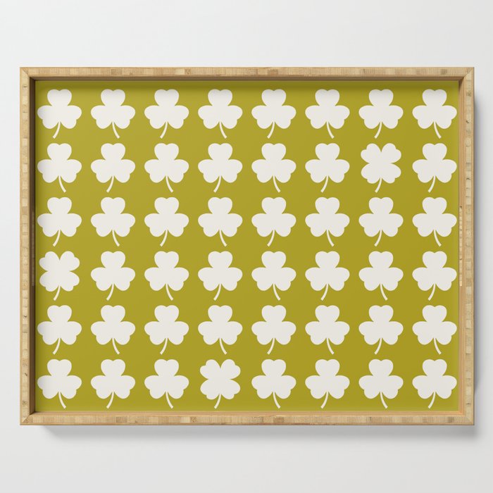 Clovers XX Chartreuse Botanical Pattern Serving Tray Gallery Image 1