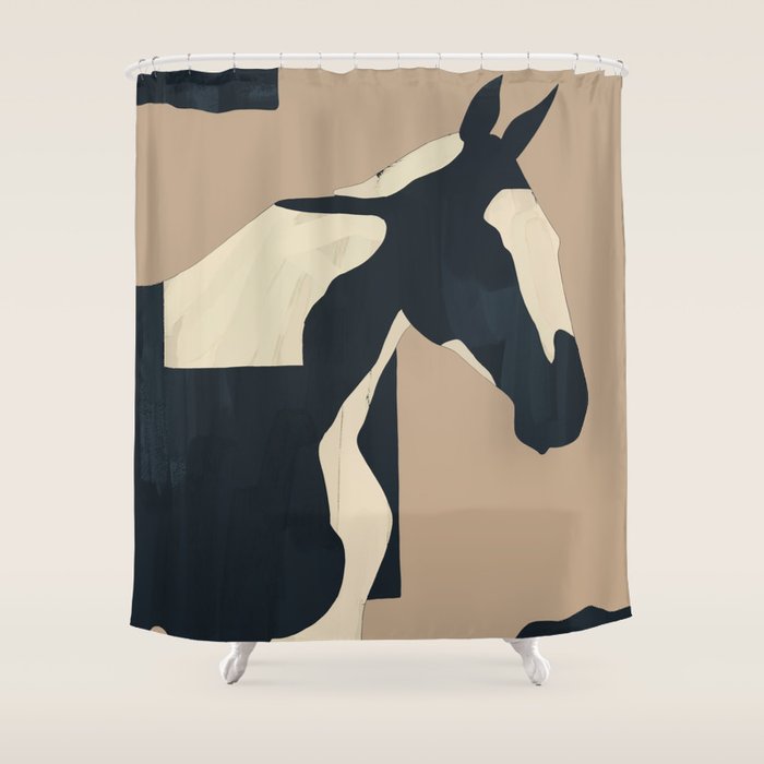 Abstract Minimal Horse 7 Shower Curtain Gallery Image 1