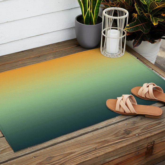 AUTUMN FOREST OMBRE COLORS ABSTRACT Outdoor Rug Gallery Image 2