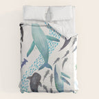 Sharks, Humpback Whales, Orcas & Turtles Ocean Play Print Duvet Cover Gallery Image 6