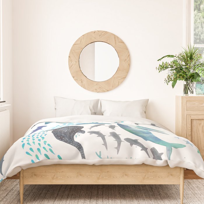 Sharks, Humpback Whales, Orcas & Turtles Ocean Play Print Duvet Cover Gallery Image 3
