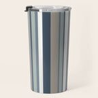 Vertical Stripes in Neutral Blue Gray Shades Travel Mug Gallery Image 3