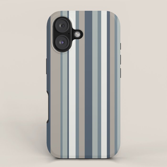Vertical Stripes in Neutral Blue Gray Shades iPhone Case Gallery Image 1