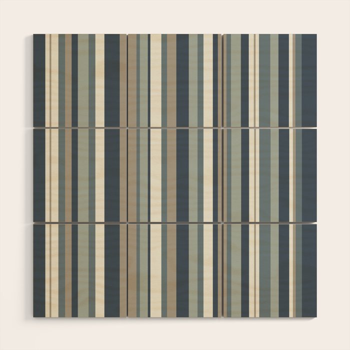 Vertical Stripes in Neutral Blue Gray Shades Wood Wall Art Gallery Image 1